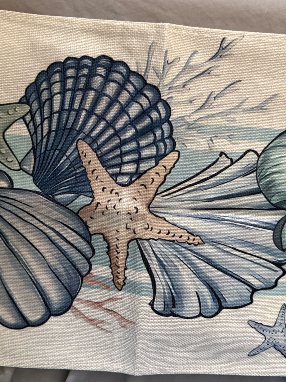 Coastal Seashell & Starfish Canvas table runner
NWOT
